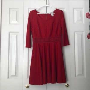 3/4 Sleeve Fit and Flare Red American Rag Dress